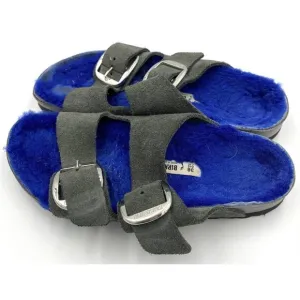 Barneys NY X Birkenstock Collab Arizona Electric Blue Fur Sandals Womens 7 Men 5