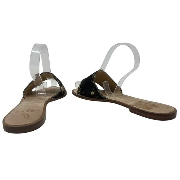 Baske California Sage Slide Sandals Flat Leather Calf Hair Size 38 US 7.5