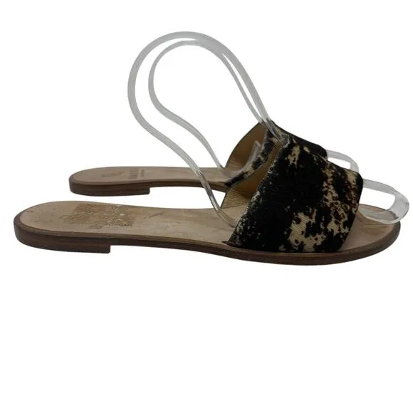 Baske California Sage Slide Sandals Flat Leather Calf Hair Size 38 US 7.5