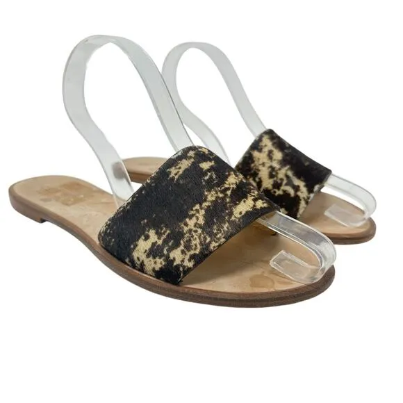 Baske California Sage Slide Sandals Flat Leather Calf Hair Size 38 US 7.5