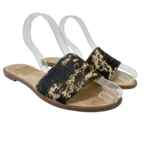 Baske California Sage Slide Sandals Flat Leather Calf Hair Size 38 US 7.5