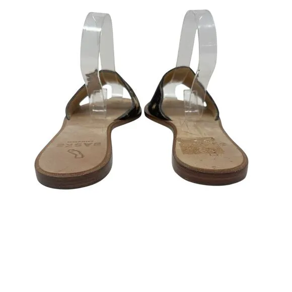 Baske California Sage Slide Sandals Flat Leather Calf Hair Size 38 US 7.5