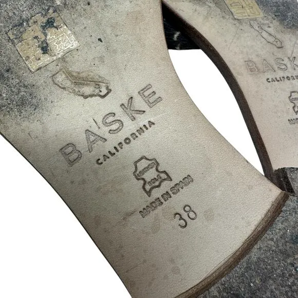 Baske California Sage Slide Sandals Flat Leather Calf Hair Size 38 US 7.5