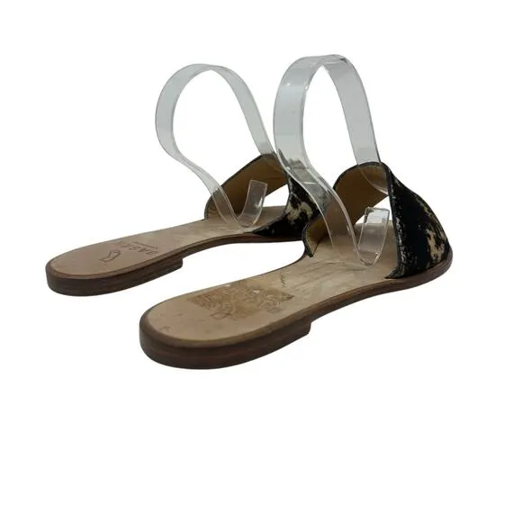 Baske California Sage Slide Sandals Flat Leather Calf Hair Size 38 US 7.5