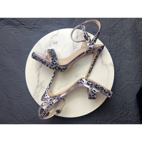 BCBGENERATION Cadence Sequin Platform Sandal Special Occassion Baddie SZ 7:NWOT