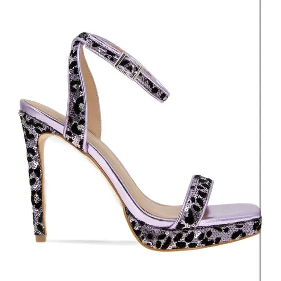 BCBGENERATION Cadence Sequin Platform Sandal Special Occassion Baddie SZ 7:NWOT