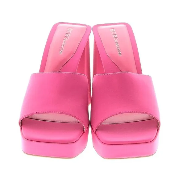 BCBGeneration Galixy Passion Pink Neo Barbie Platform Heeled Mule Sandals