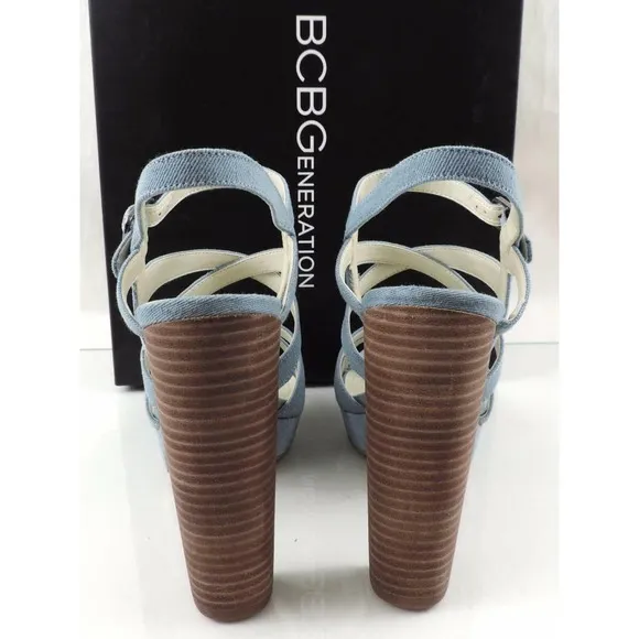 BCBGenerationn Morgan Strappy Platform Sandals Heels Blue Size 10