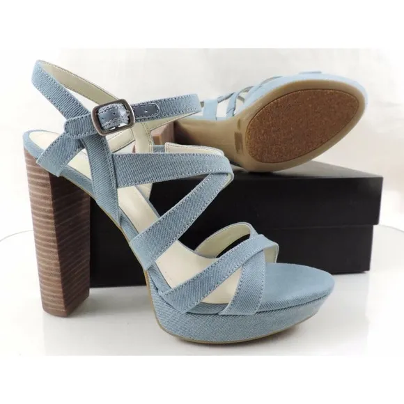 BCBGenerationn Morgan Strappy Platform Sandals Heels Blue Size 10