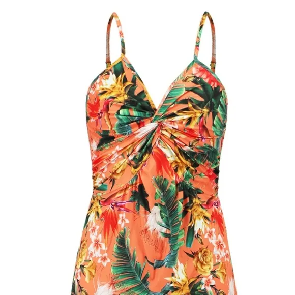 Beachy Blooms Cami Dress - Caramel Orange