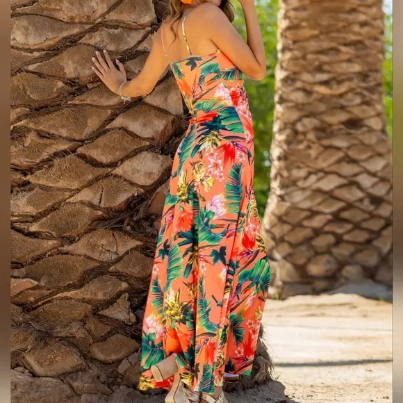 Beachy Blooms Cami Dress - Caramel Orange
