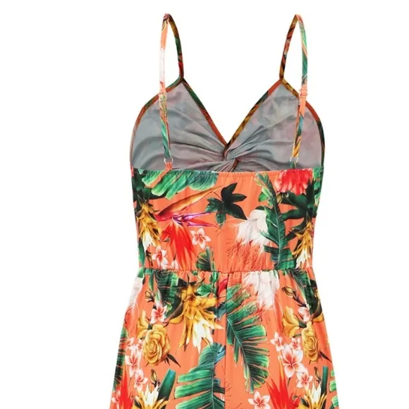 Beachy Blooms Cami Dress - Caramel Orange