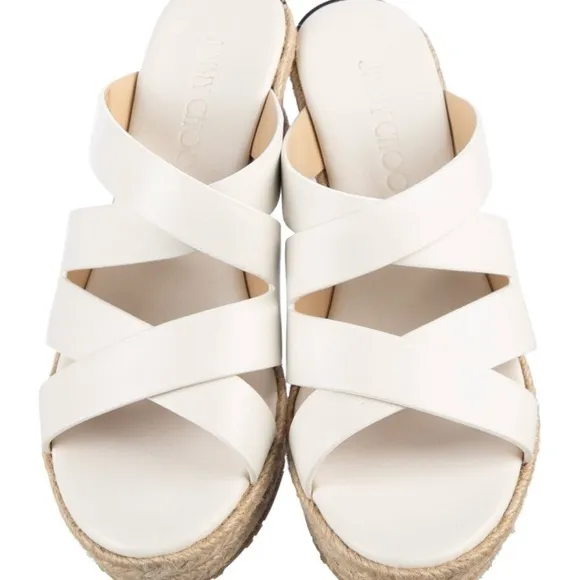 Beautiful White Jimmy Choo wedge sandals. Size 5.5 in very good condition