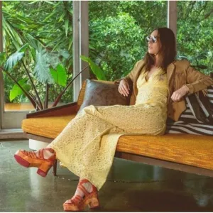 BED STU ANTONELLI CONGAC LUX PLATFORM SANDALS WOMEN 10 Wooden Leather Bohemian‎
