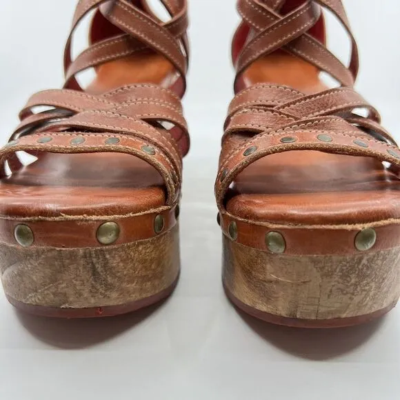 BED STU ANTONELLI CONGAC LUX PLATFORM SANDALS WOMEN 10 Wooden Leather Bohemian‎