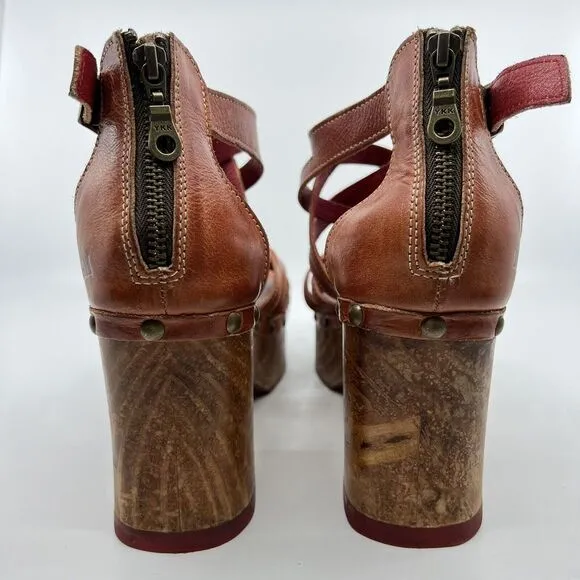 BED STU ANTONELLI CONGAC LUX PLATFORM SANDALS WOMEN 10 Wooden Leather Bohemian‎