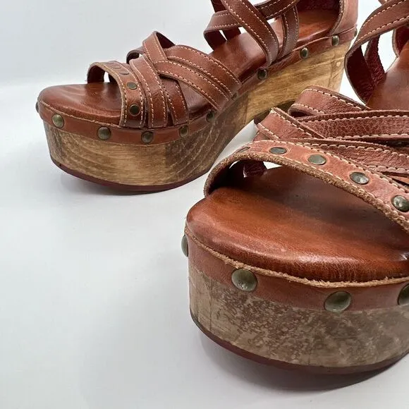 BED STU ANTONELLI CONGAC LUX PLATFORM SANDALS WOMEN 10 Wooden Leather Bohemian‎