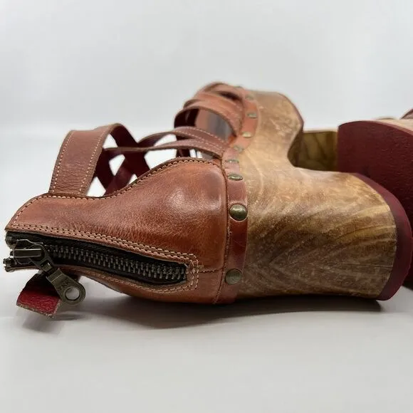 BED STU ANTONELLI CONGAC LUX PLATFORM SANDALS WOMEN 10 Wooden Leather Bohemian‎