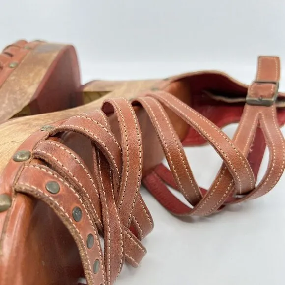 BED STU ANTONELLI CONGAC LUX PLATFORM SANDALS WOMEN 10 Wooden Leather Bohemian‎
