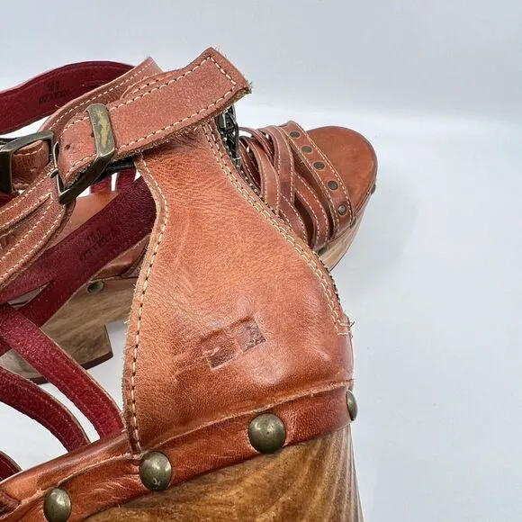 BED STU ANTONELLI CONGAC LUX PLATFORM SANDALS WOMEN 10 Wooden Leather Bohemian‎