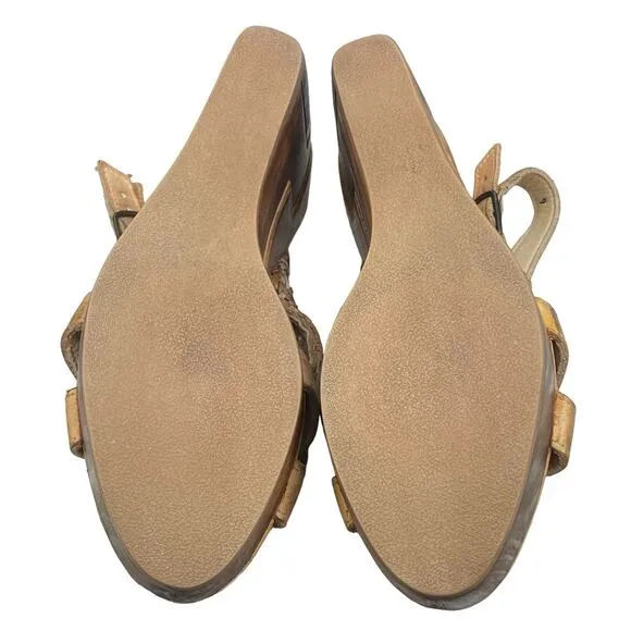 Bed Stu Women's Petra Brown Distressed Leather Wedge Sandals Size US 9