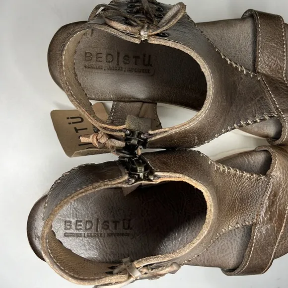 BEDISTÜ Taupe Zoe Leather Platform Sandal - Women Size 6.5 NWT
