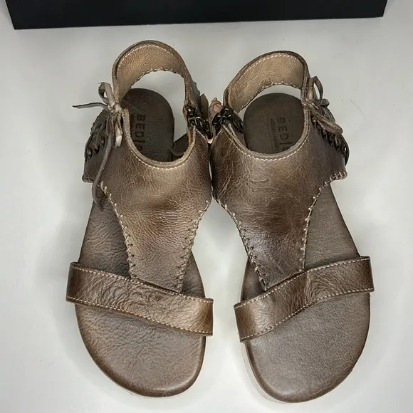 BEDISTÜ Taupe Zoe Leather Platform Sandal - Women Size 6.5 NWT