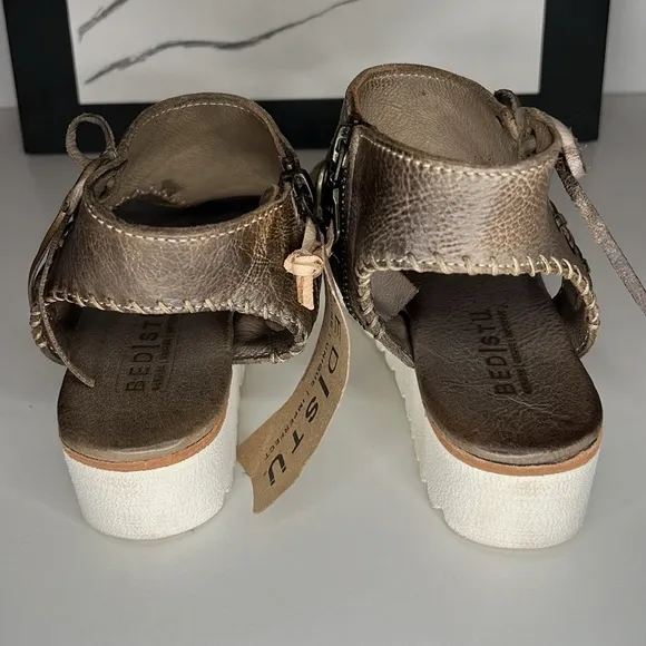 BEDISTÜ Taupe Zoe Leather Platform Sandal - Women Size 6.5 NWT
