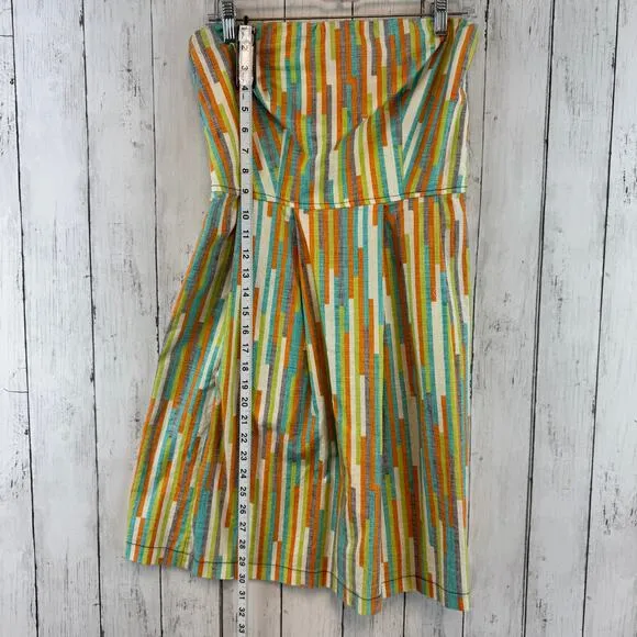 Beebop &amp; Wally NYC Multi Stripe Zoe Cotton Dress Strapless Sundress Size Medium