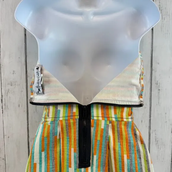 Beebop &amp; Wally NYC Multi Stripe Zoe Cotton Dress Strapless Sundress Size Medium