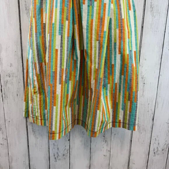 Beebop &amp; Wally NYC Multi Stripe Zoe Cotton Dress Strapless Sundress Size Medium