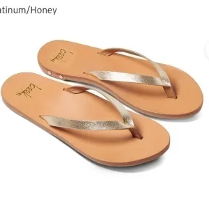 Beek Seabird Flip Flop size 12 gold think sandals