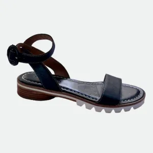 Bernardo Alexis Black Antique Calf Leather Ankle Strap Sandals Size 8.5