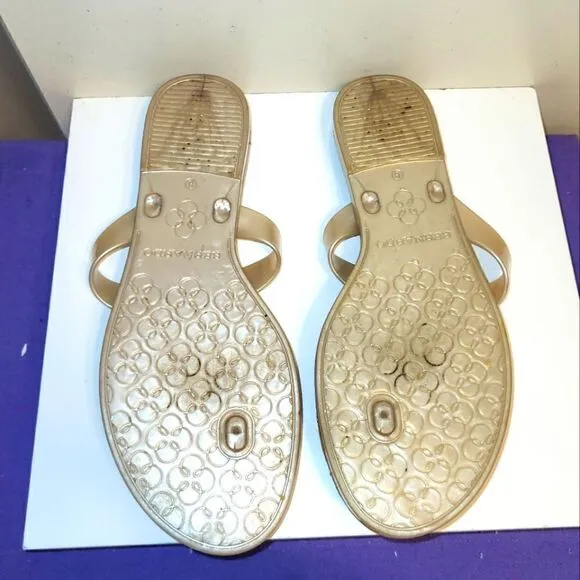 Bernardo &quot;Matrix&quot; Thong Jelly O-Ring Cork Taupe Sandals Sz.10 MSRP $109