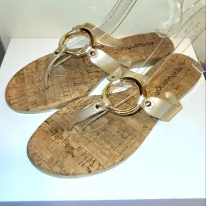 Bernardo &quot;Matrix&quot; Thong Jelly O-Ring Cork Taupe Sandals Sz.10 MSRP $109