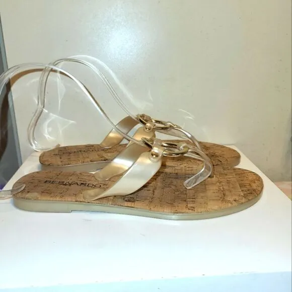 Bernardo &quot;Matrix&quot; Thong Jelly O-Ring Cork Taupe Sandals Sz.10 MSRP $109