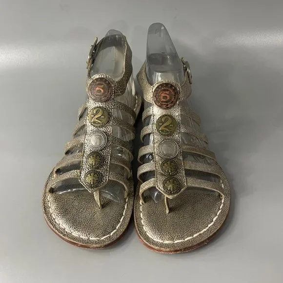 Bernardo Women's Coins Gladiator Sandals Silver Caged Angel Core Comfy, 7M