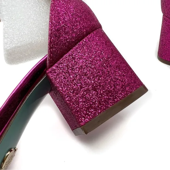 Betsey Johnson Blue Evening Sandal Miri Glitter Fuchsia Pink Block Heel …