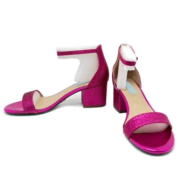 Betsey Johnson Blue Evening Sandal Miri Glitter Fuchsia Pink Block Heel …