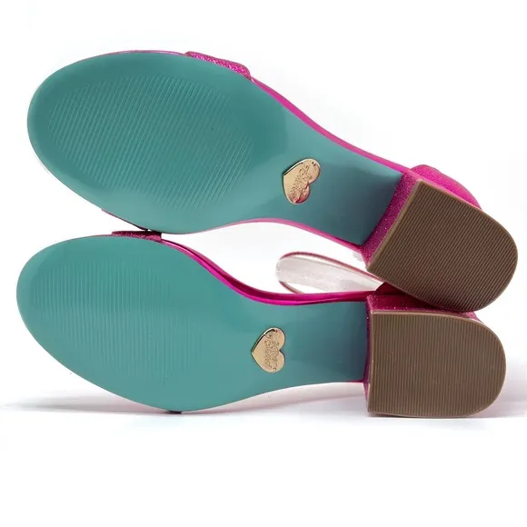 Betsey Johnson Blue Evening Sandal Miri Glitter Fuchsia Pink Block Heel …