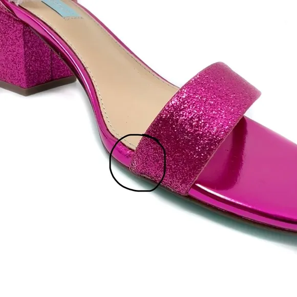Betsey Johnson Blue Evening Sandal Miri Glitter Fuchsia Pink Block Heel …