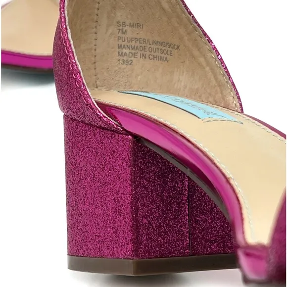 Betsey Johnson Blue Evening Sandal Miri Glitter Fuchsia Pink Block Heel …