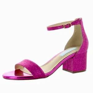 Betsey Johnson Blue Evening Sandal Miri Glitter Fuchsia Pink Block Heel …