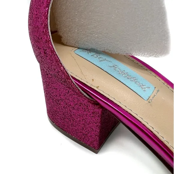 Betsey Johnson Blue Evening Sandal Miri Glitter Fuchsia Pink Block Heel …
