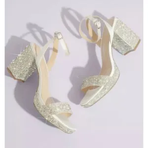Betsey Johnson Crystal Embellished Block Heel Platform Sandals 9M