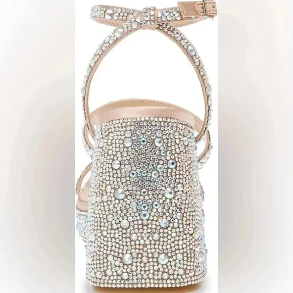 Betsey Johnson Denni Heeled Rhinestone Platform Sandals - Women’s Size 6.5