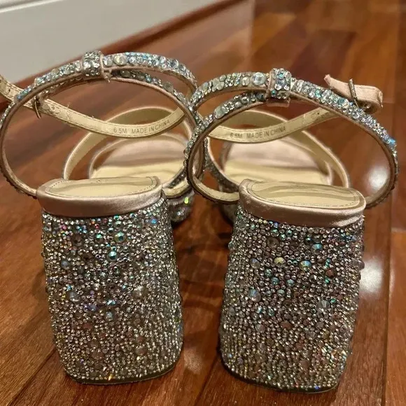 Betsey Johnson Denni Heeled Rhinestone Platform Sandals - Women’s Size 6.5