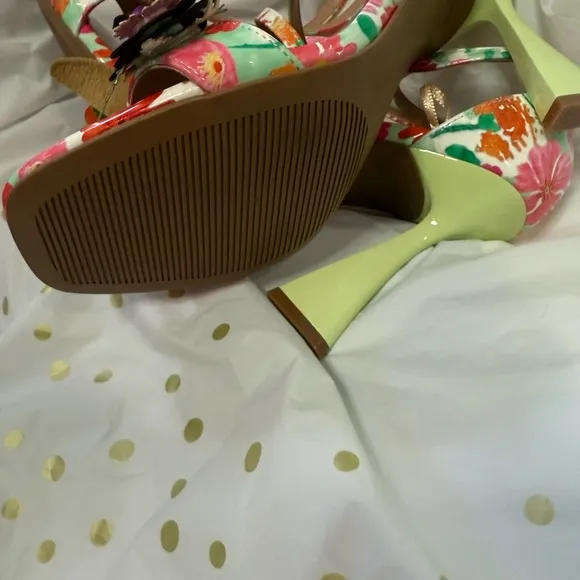 Betsey Johnson Pink Orange Floral Heels