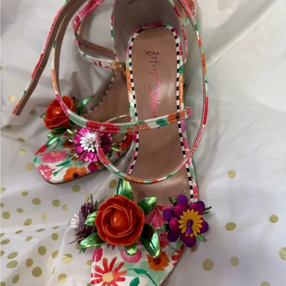 Betsey Johnson Pink Orange Floral Heels