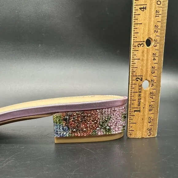 Betsey Johnson Pink Sunny Floral Slide Sandals Embellished Rhinestones Size 8.5